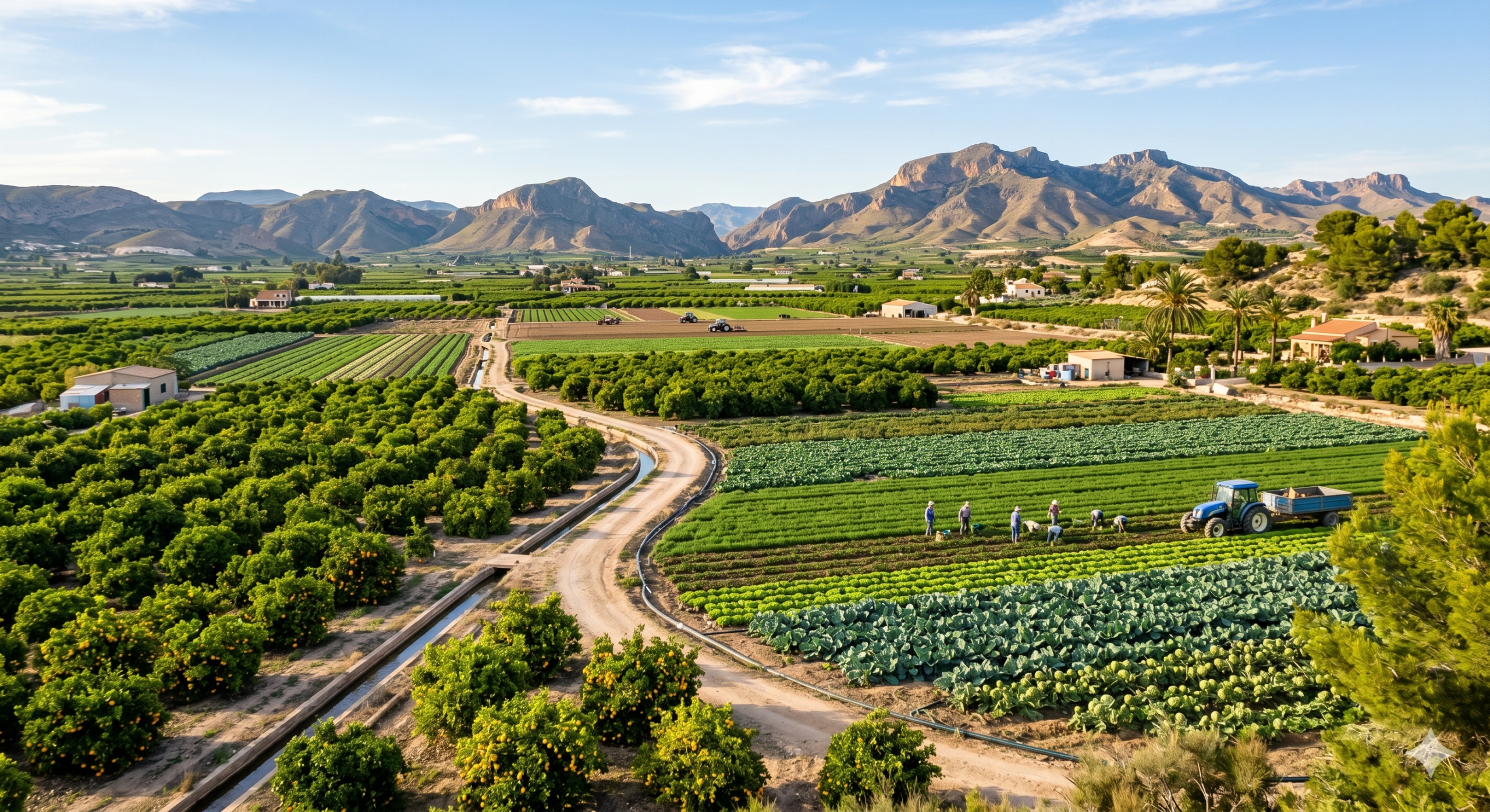 Campos de cultivo de frutas y verduras frescas en Murcia, España