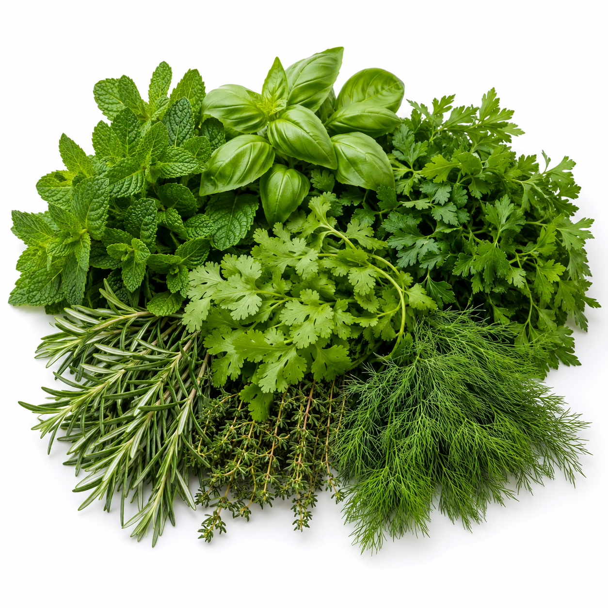 Hierbas aromáticas frescas españolas: menta, albahaca y cilantro