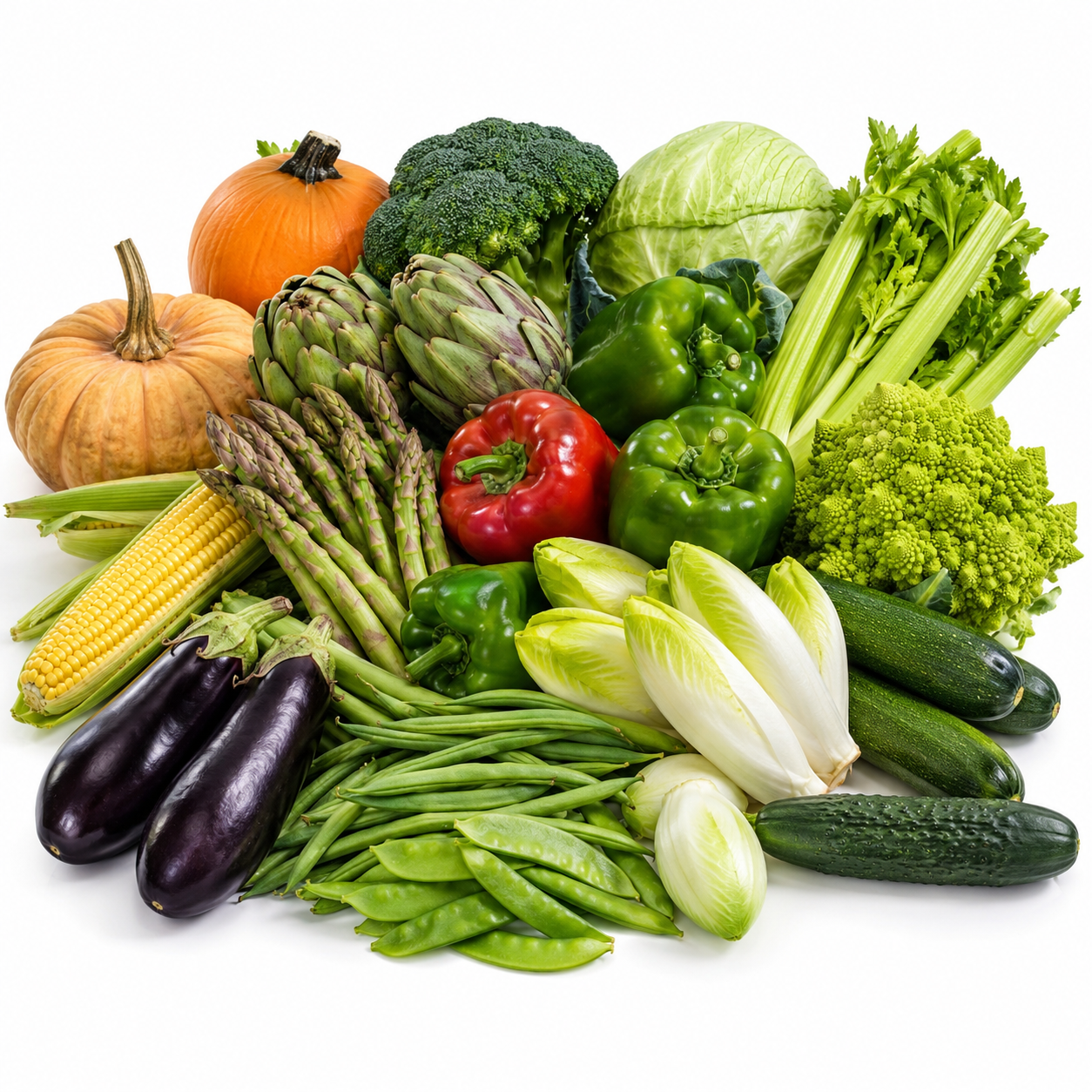 Verduras y hortalizas españolas: alcachofas, espárragos, brócoli, pimientos y calabacín